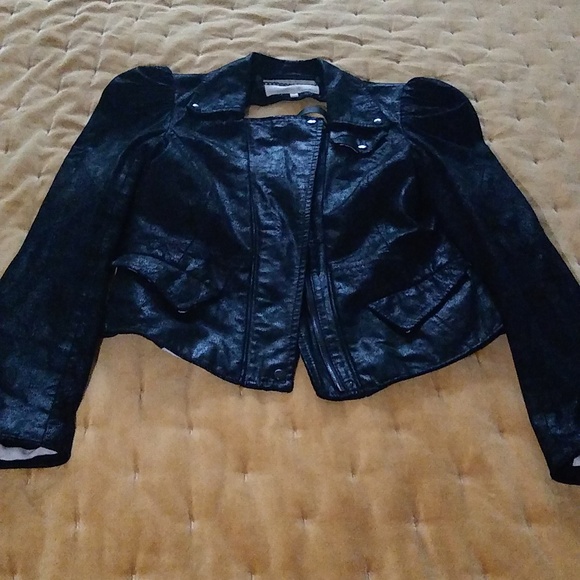 RACHEL Rachel Roy Black Leather Jacket - Picture 1 of 7
